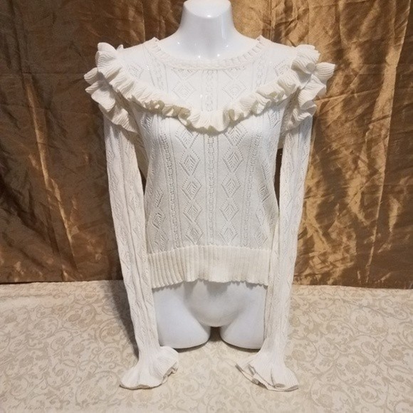 LoveShackFancy Cream Long Sleeve Top - Picture 2 of 9